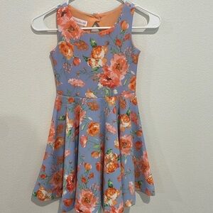 Girls, Bonnie Jean sleeves dress, size 8, periwinkle/peach/coral, so cute!